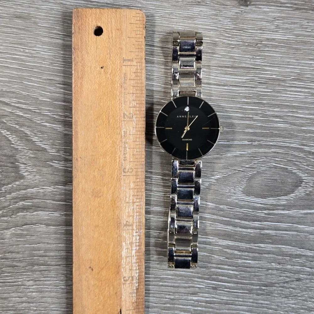 Anne‎ Klein AK/2080 Diamond Black Dial Two Tone Stainless Steel Women's Watch S5